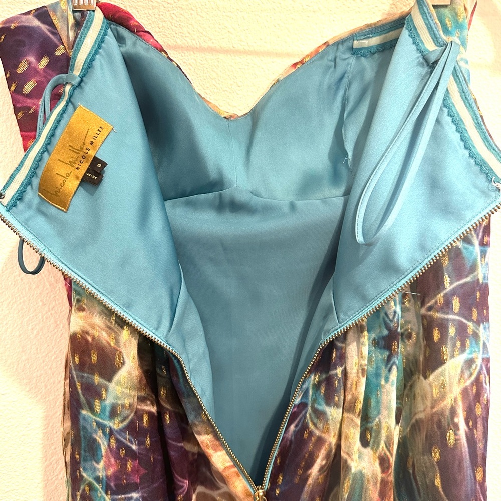Nicole Miller Strapless Multicolor Abstract Print Dress - Picture 5 of 8